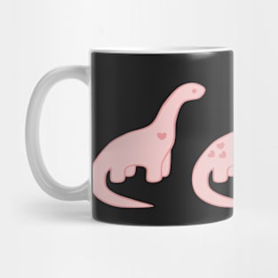 Pink Heart Dinosaurs (White Background) Mug